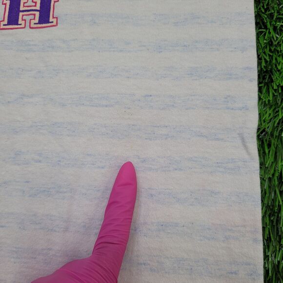 Vintage 90s Myrtle Beach Stripes Shirt Women L/XL 21x27 Blue - Picture 8 of 14